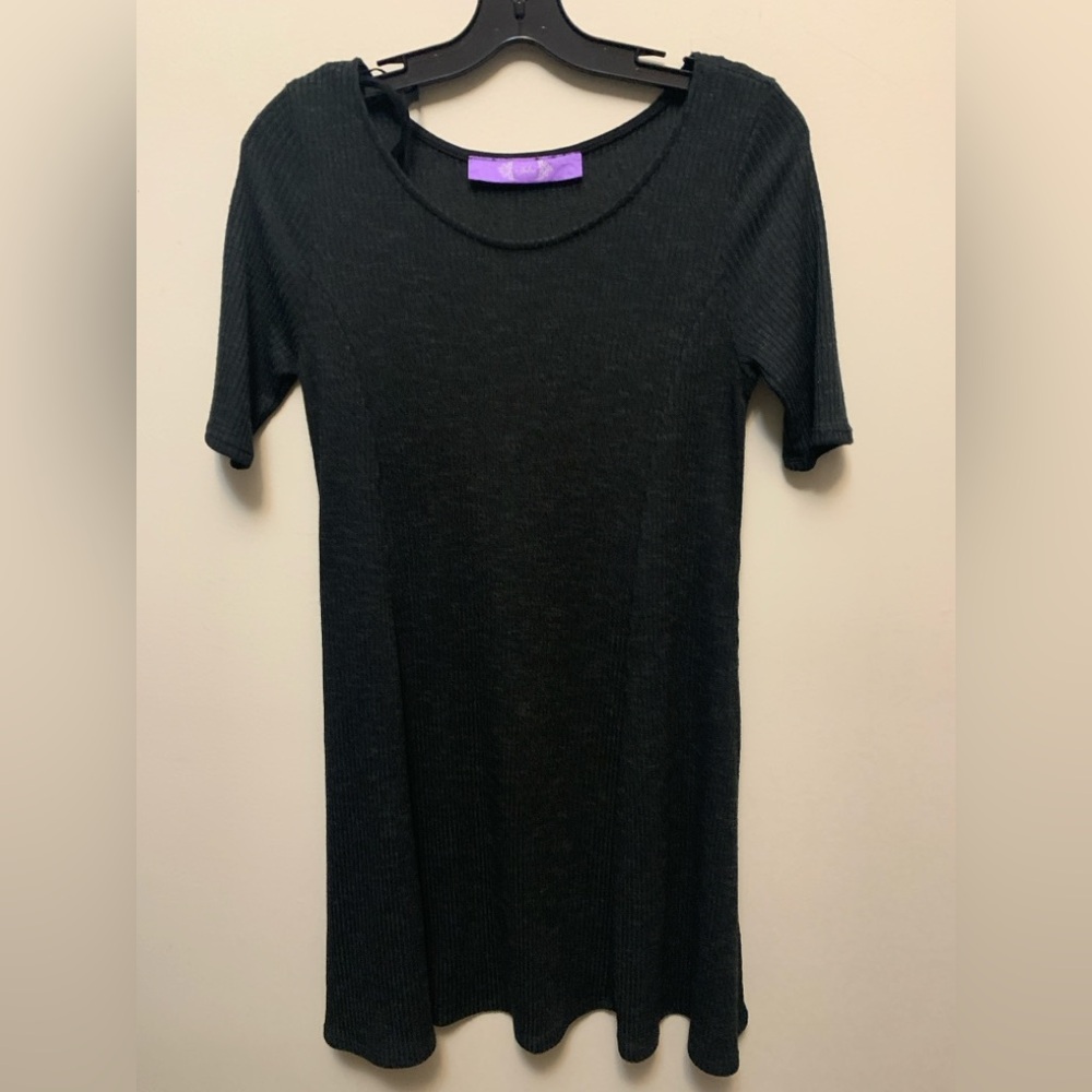 JOLIE Charcoal Black Ribbed Stretchy Dress